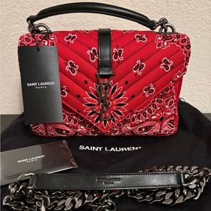 YSL Saint Laurent Medium College Bandana Paisley Handbag